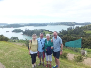 Here we all are on Waiheke Island (just after lunch).